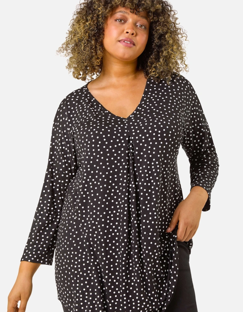 Curve V-Neck Spot Print Tunic