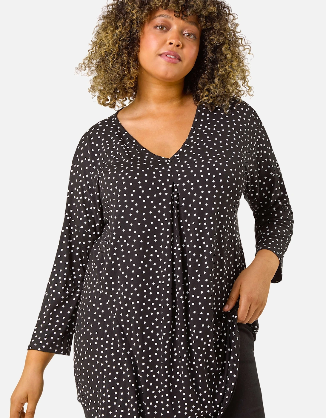 Curve V-Neck Spot Print Tunic, 2 of 1