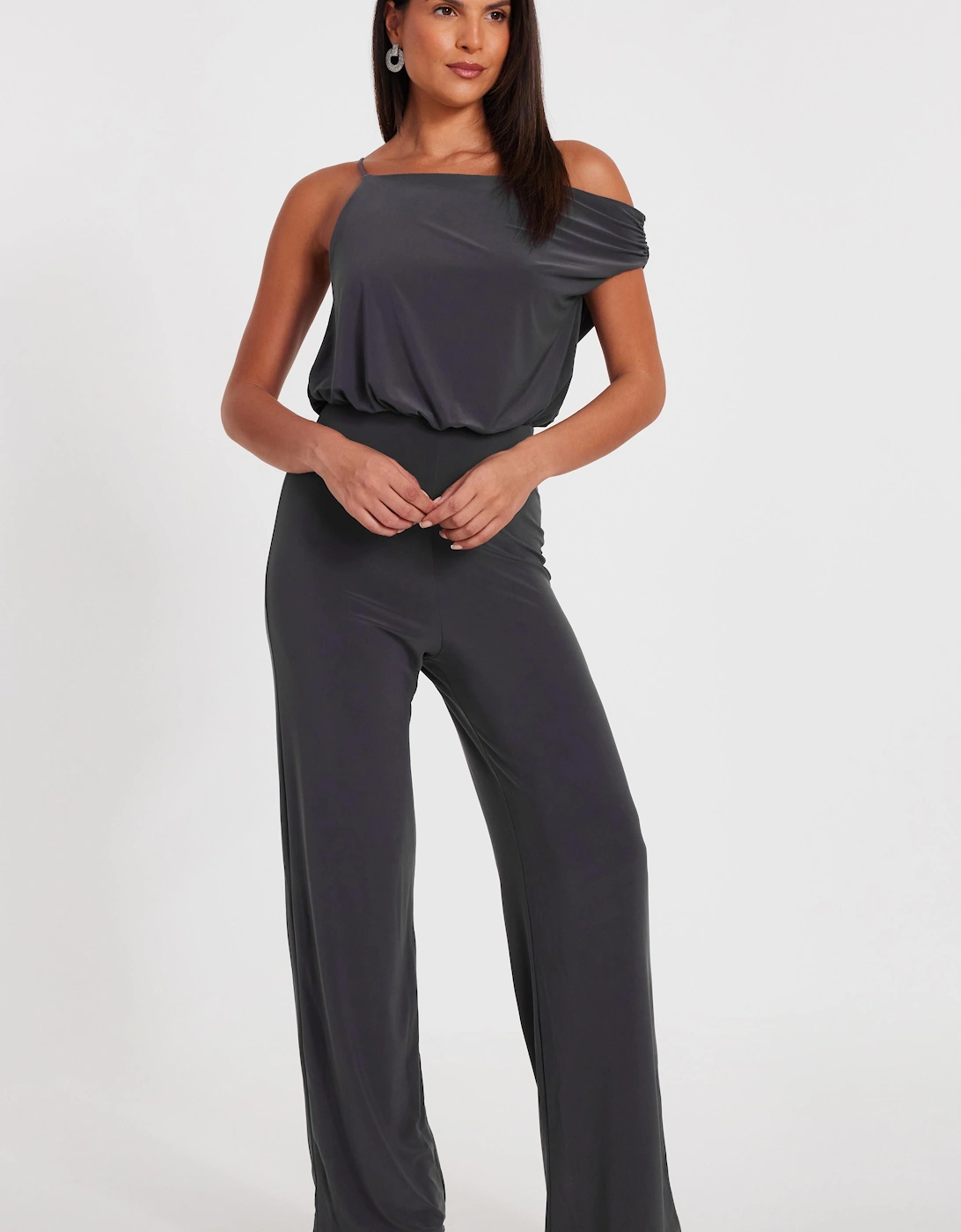 Charcoal Asymmetric Draped Jumpsuit, 2 of 1