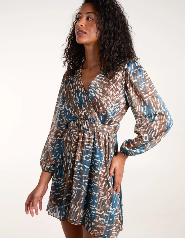 Metallic Chiffon Crossover Dress