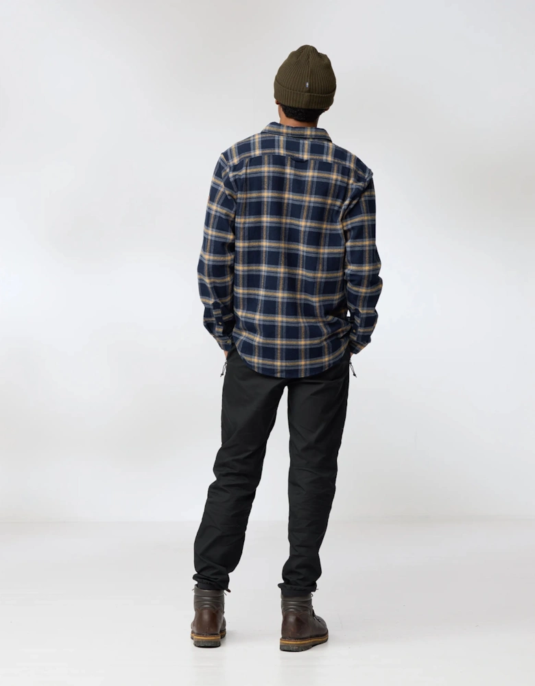 Ovik Heavy Flannel Mens Shirt - Dark Navy-Buckwheat Brown 555-232