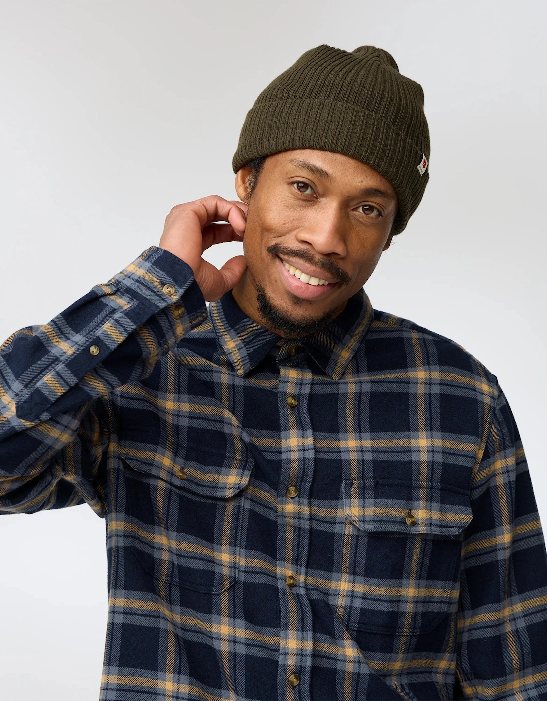 Ovik Heavy Flannel Mens Shirt - Dark Navy-Buckwheat Brown 555-232
