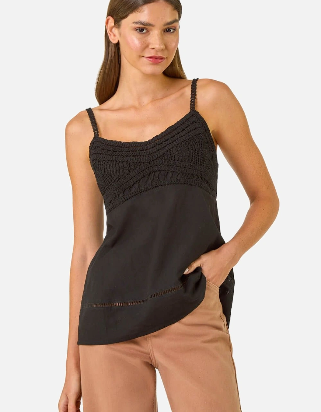 Crochet V-Neck Cami Top, 2 of 1