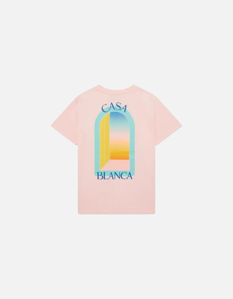 Mens T Shirts Gradient Arch Logo Cotton Tee