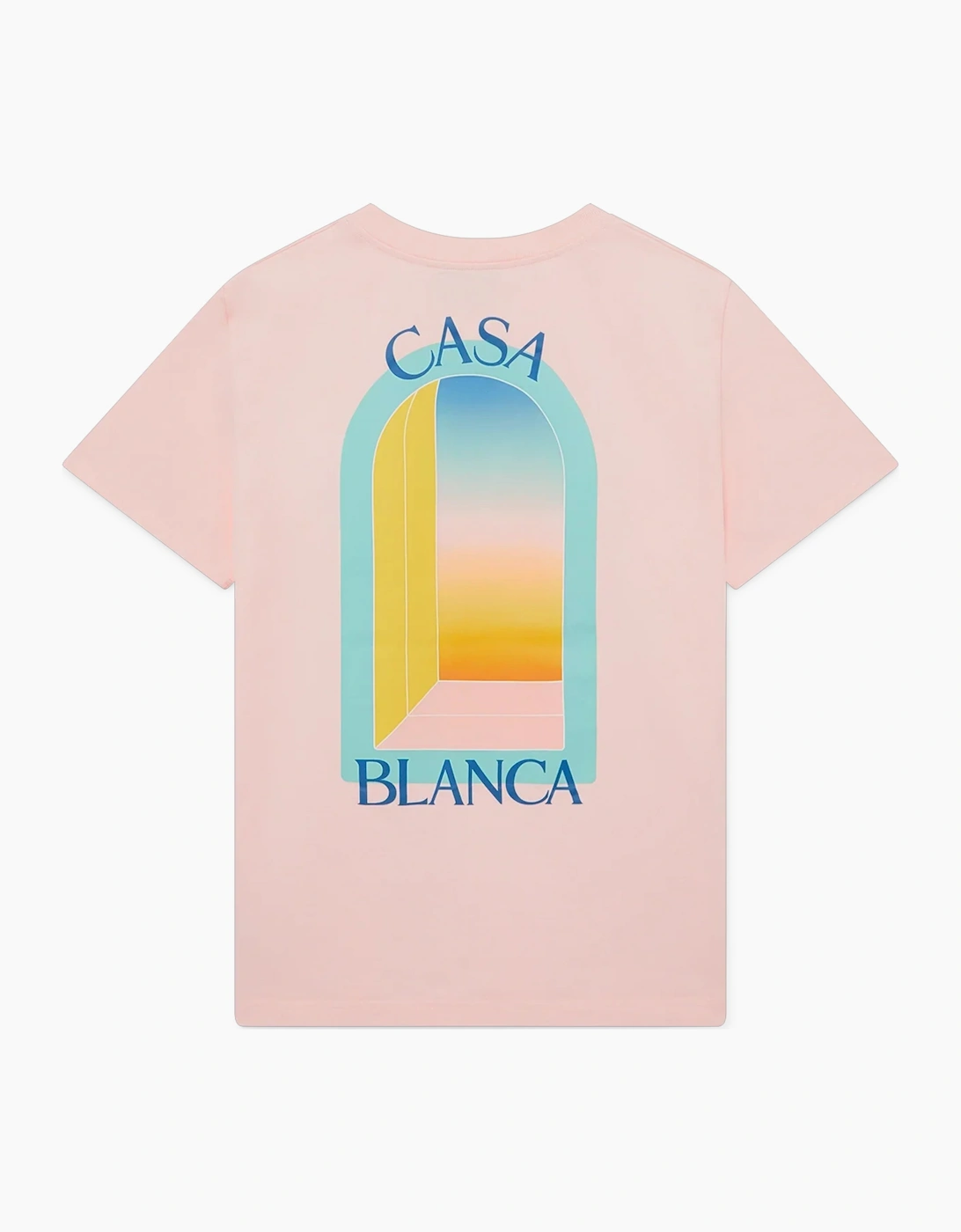 Casablanca Men's Pink T Shirts Shorts Sleeve Crew Neck Gradient Arch Logo Cotton Tops  38 M