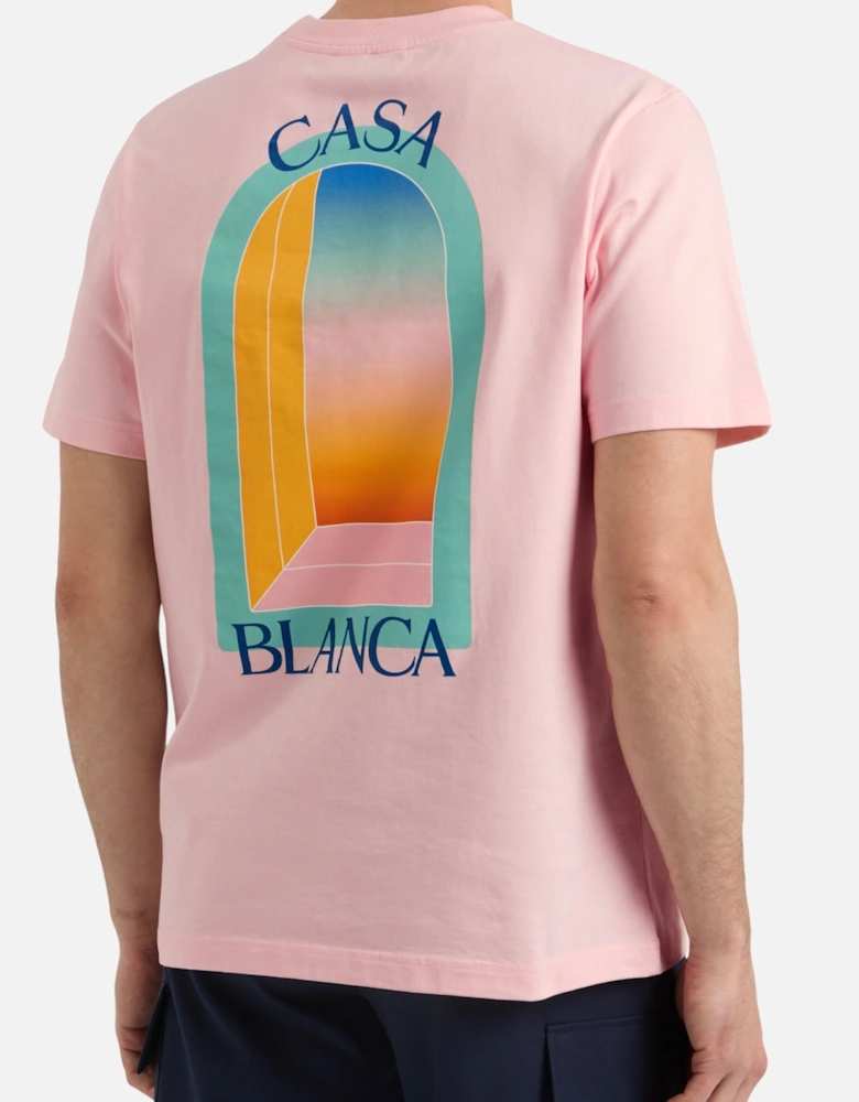 Mens T Shirts Gradient Arch Logo Cotton Tee