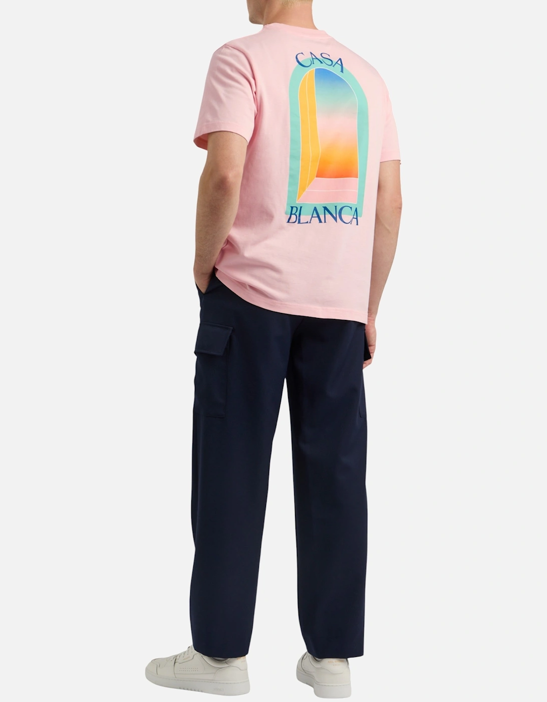 Mens T Shirts Gradient Arch Logo Cotton Tee