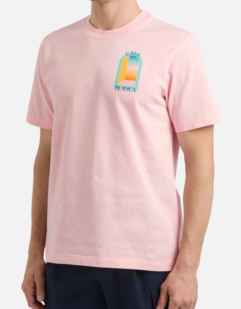 Mens T Shirts Gradient Arch Logo Cotton Tee
