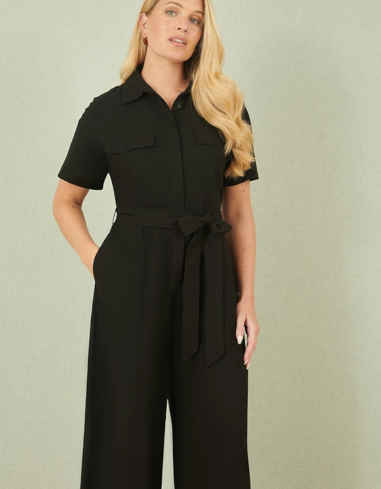 Black Utility Relaxed Fit Jumpsuit