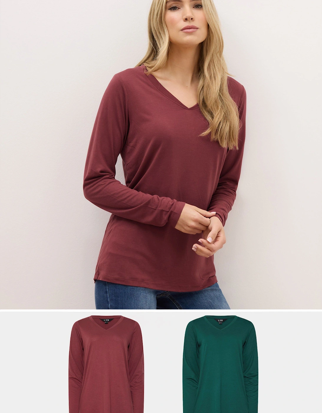 Tall Premium 2 Pack V-Neck Tops, 2 of 1