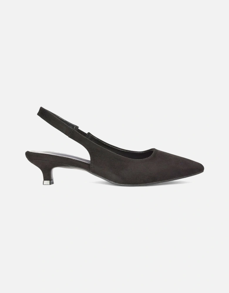 'Leila' Pointed Toe Low Kitten Heel Slingback Court Shoes