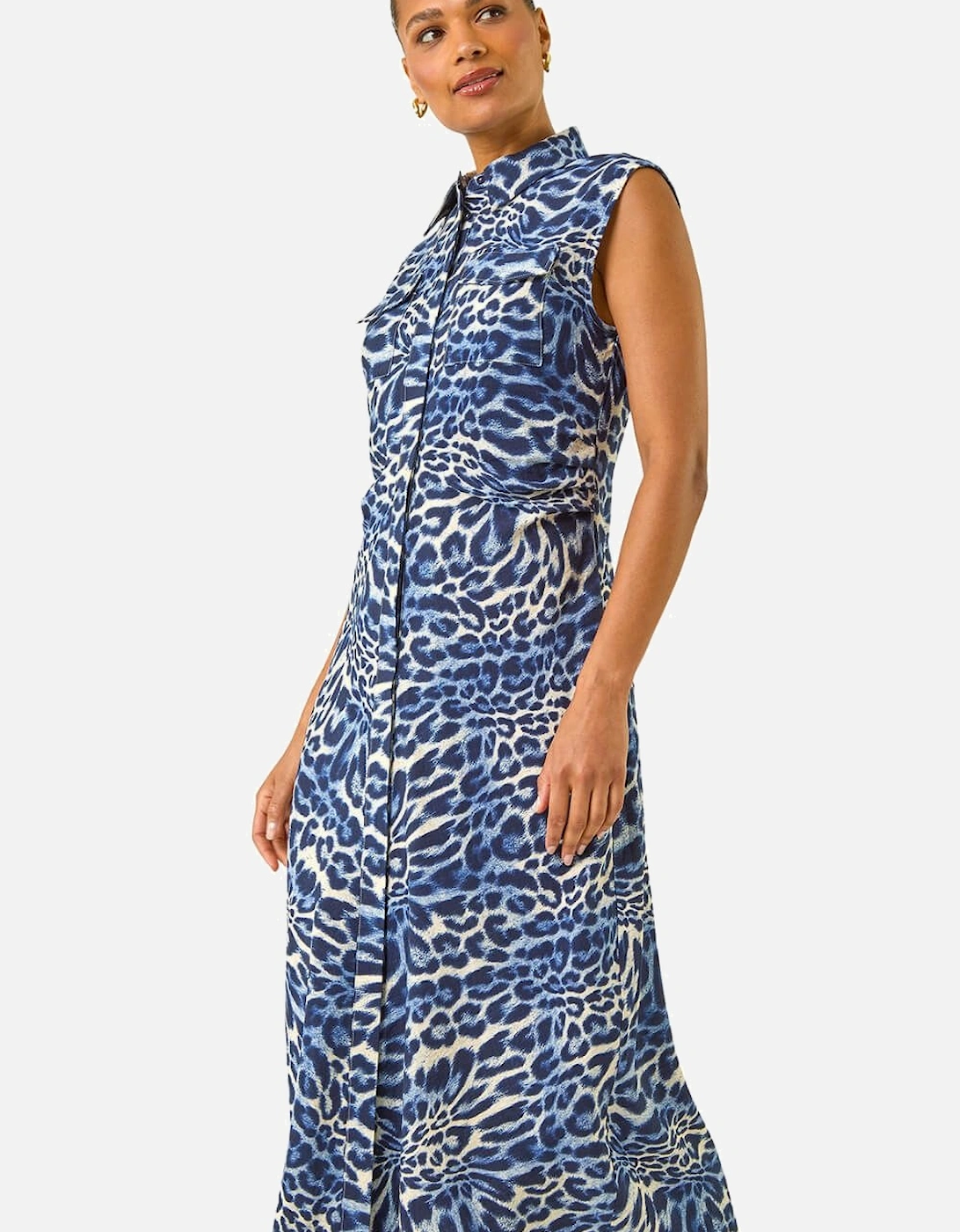 Animal Print Gathered Shirt Dress, 2 of 1