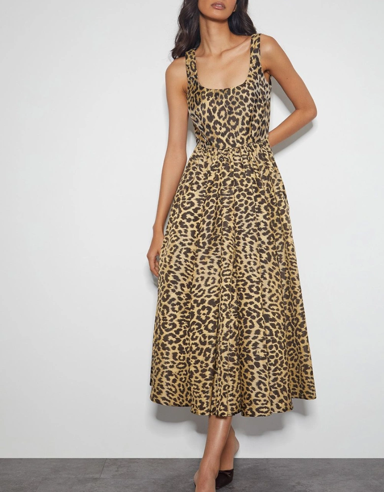 Sicily Fit and Flare Midi Dress Brown