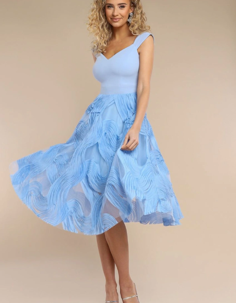 Scuba & Textured Chiffon A Line Midi Dress