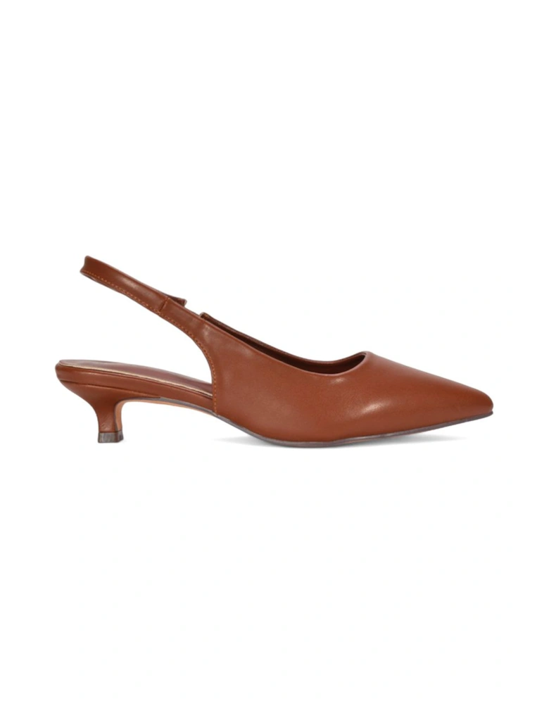'Leila' Pointed Toe Low Kitten Heel Slingback Court Shoes