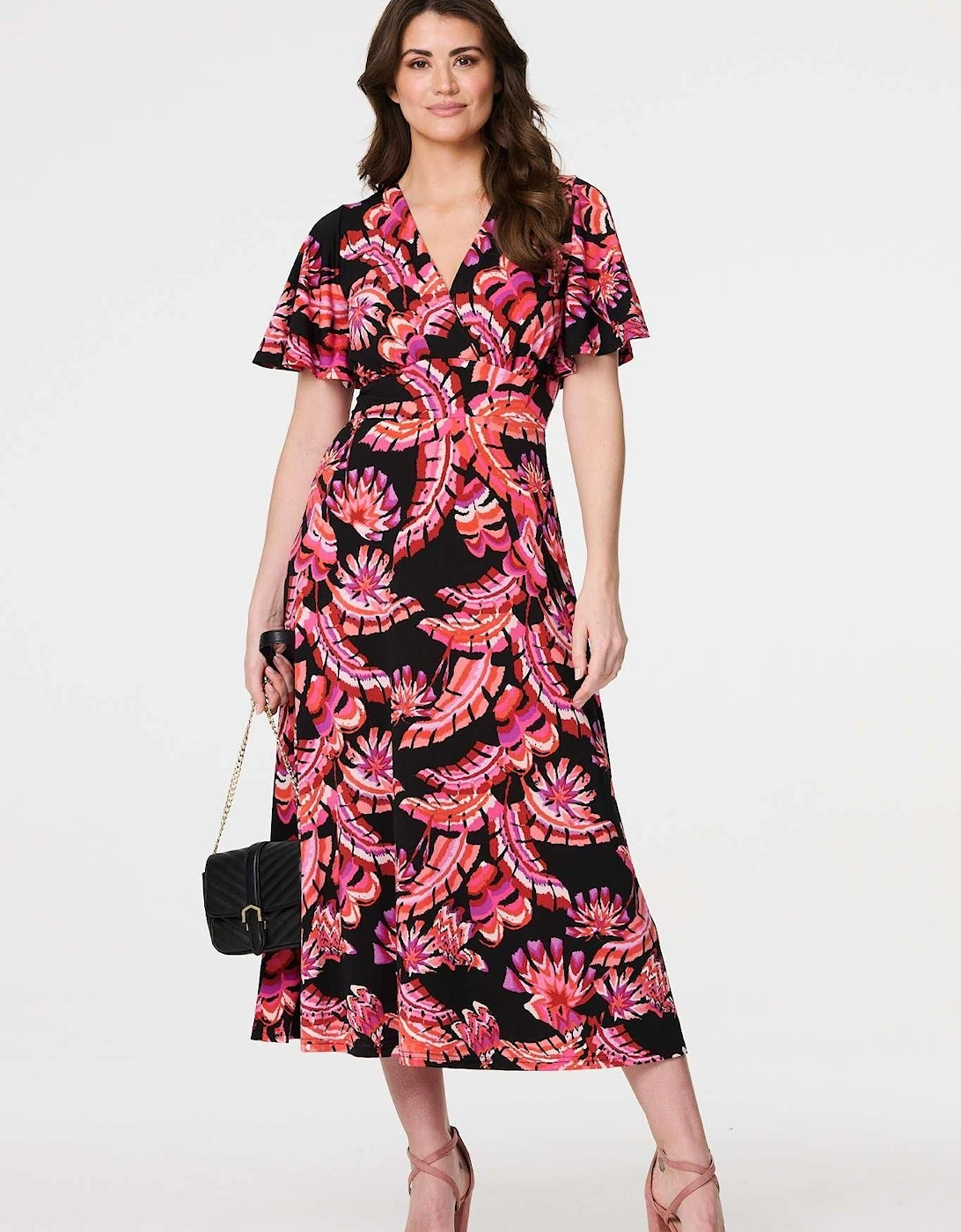 Printed Angel Sleeve Maxi Dress, 2 of 1