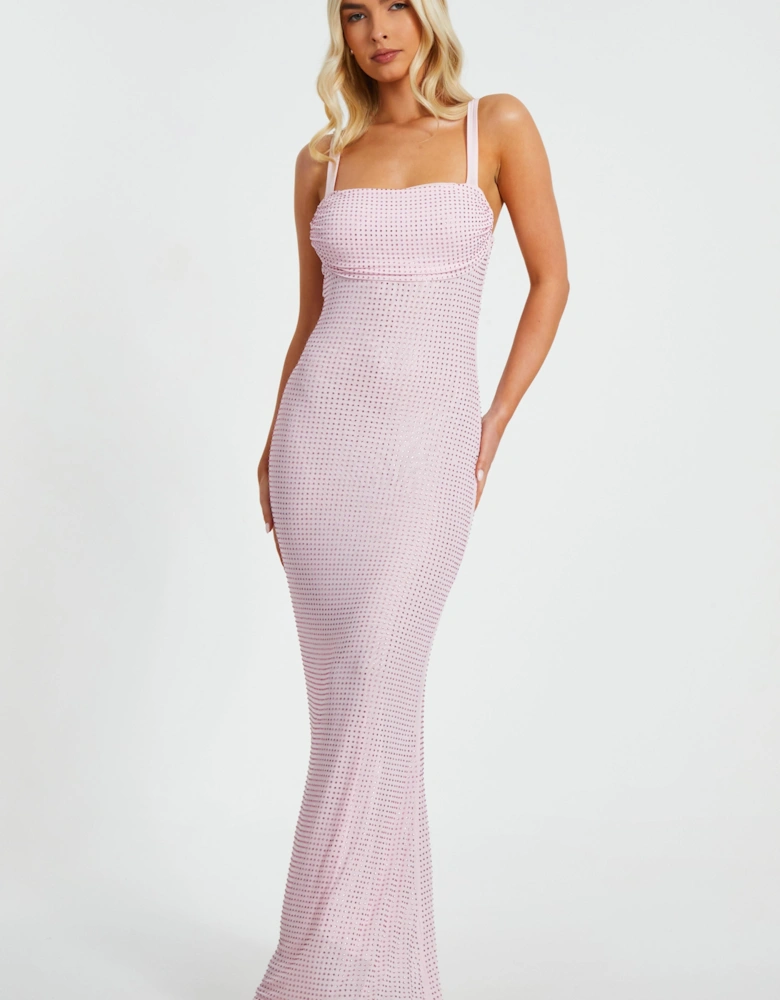Pink Diamante Maxi Dress