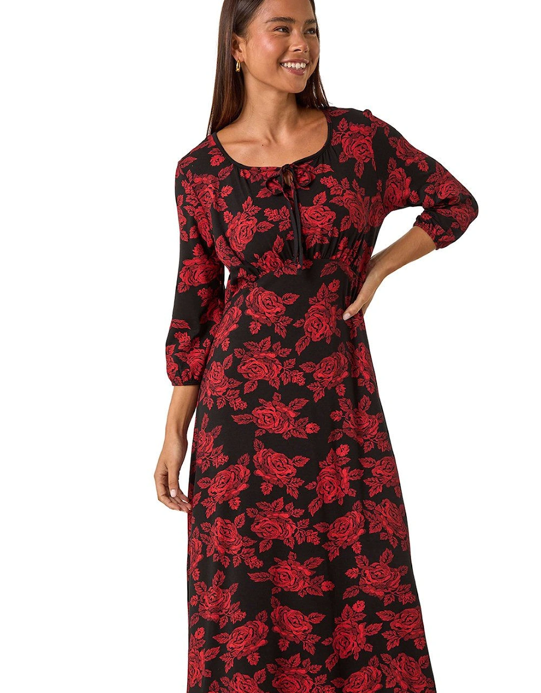 Petite Floral Stretch Midi Dress, 2 of 1