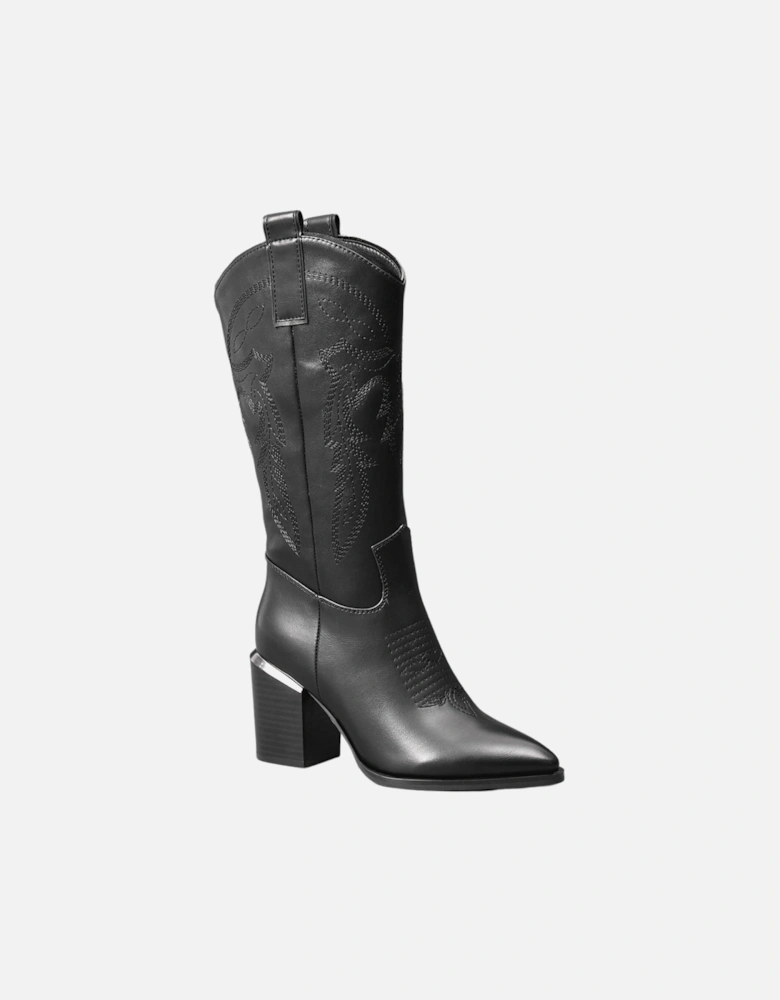 Western Style Cowboy Pointed Toe Block Heel Under Knee High Boots with Zippers