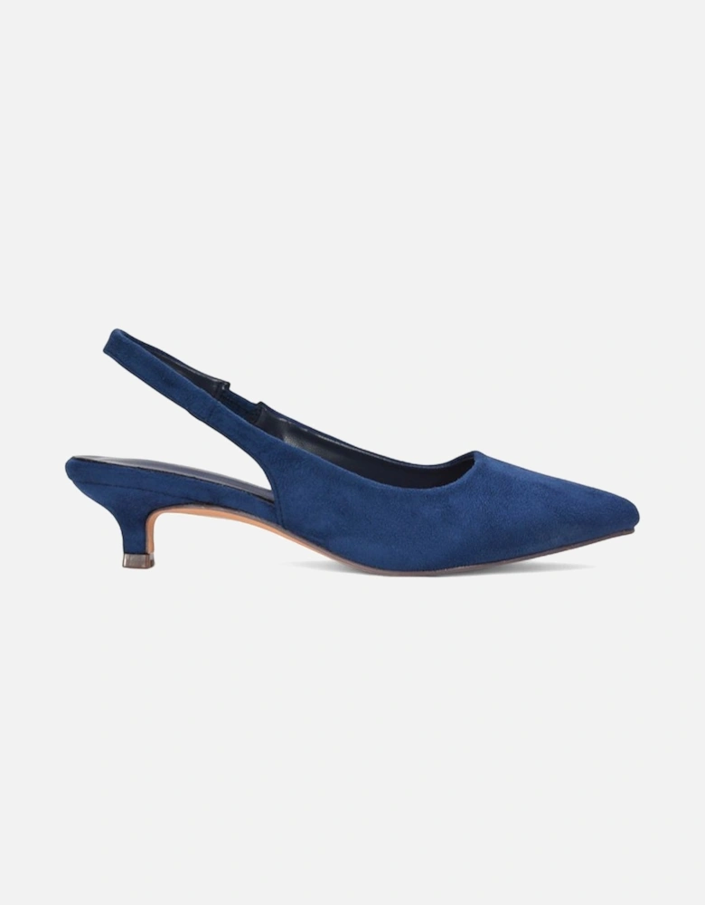 'Leila' Pointed Toe Low Kitten Heel Slingback Court Shoes
