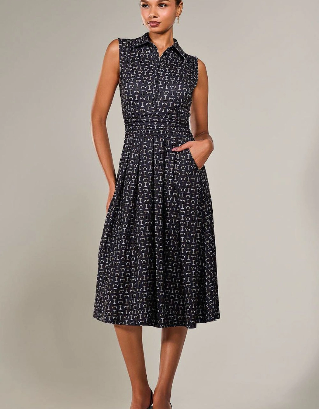 Button Sleeveless Midi Dress, 2 of 1