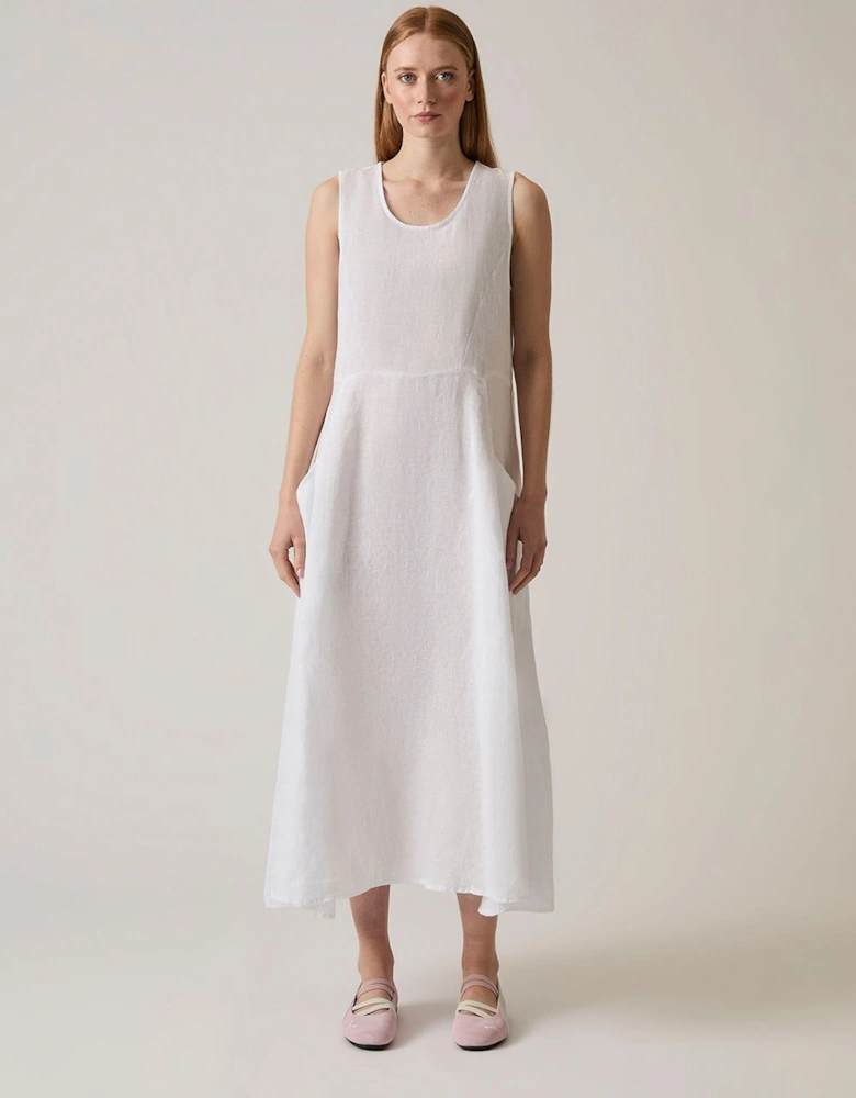 Linen White Midi Dress