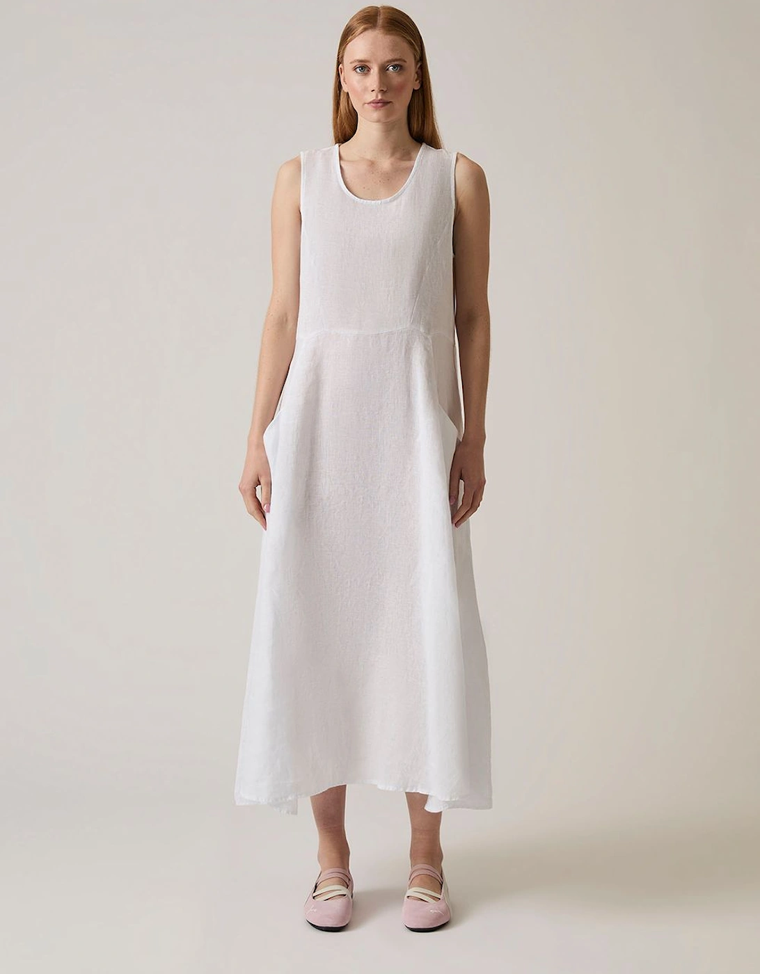 Linen White Midi Dress, 2 of 1