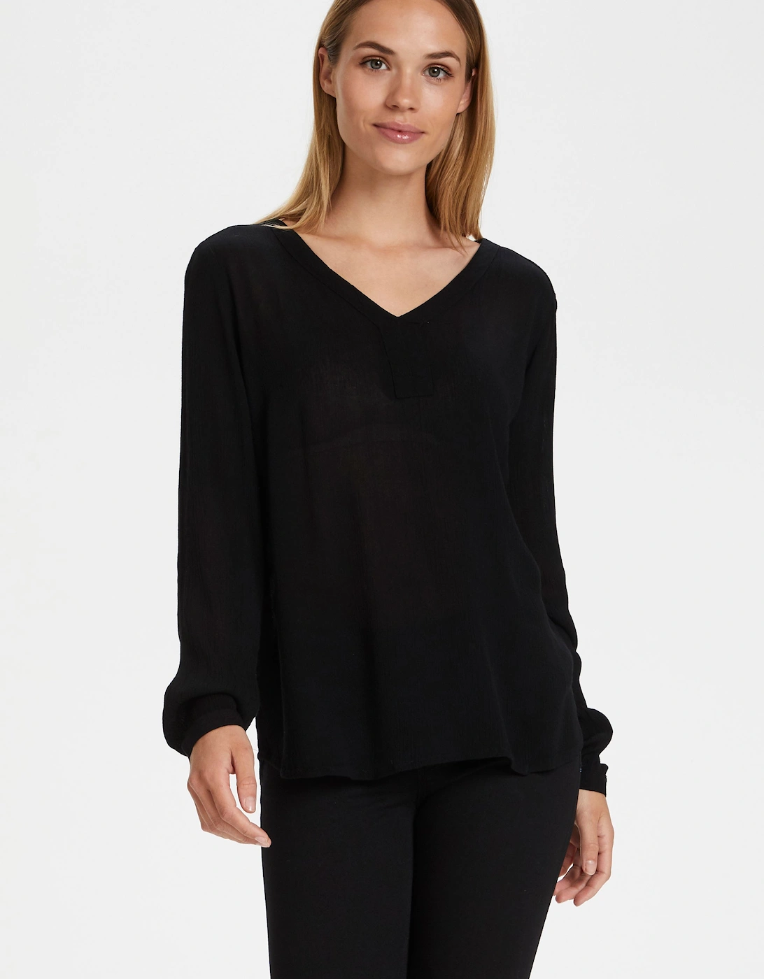 Amber Long Sleeve Regular Fit Blouse Plain, 2 of 1