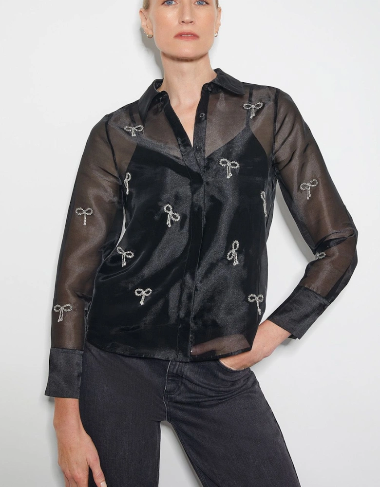 Betty Bow Organza Blouse Black