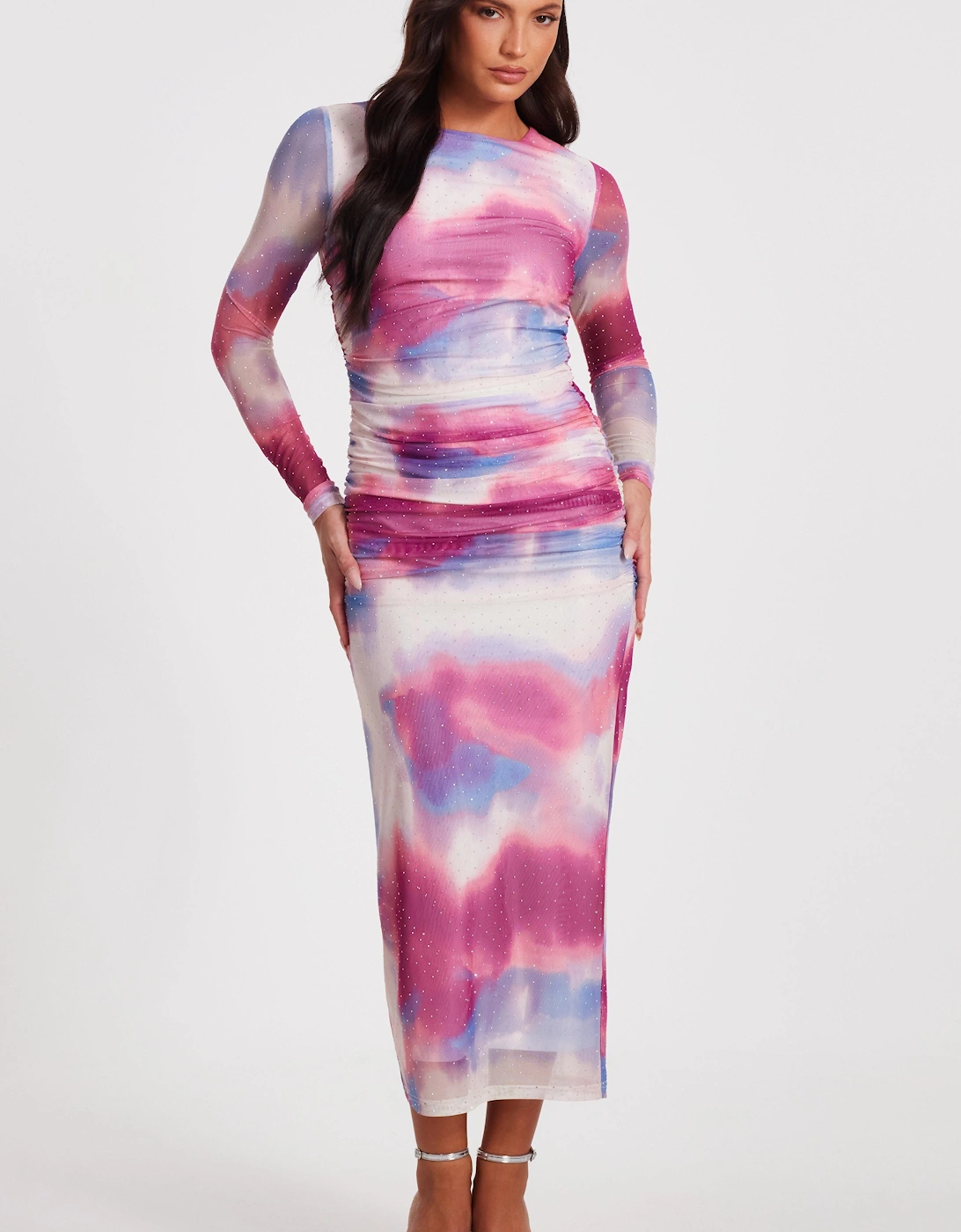 Pink Marble Print Midi Dress, 2 of 1