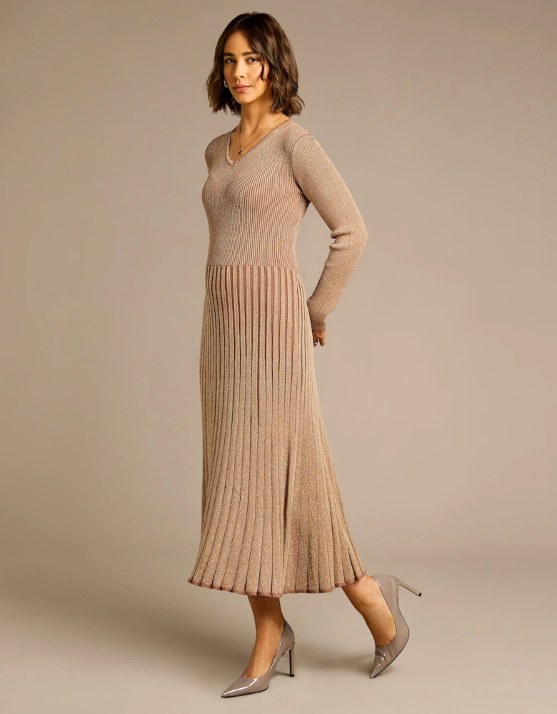 Dolly Bronze Lurex Knitted Midi Dress