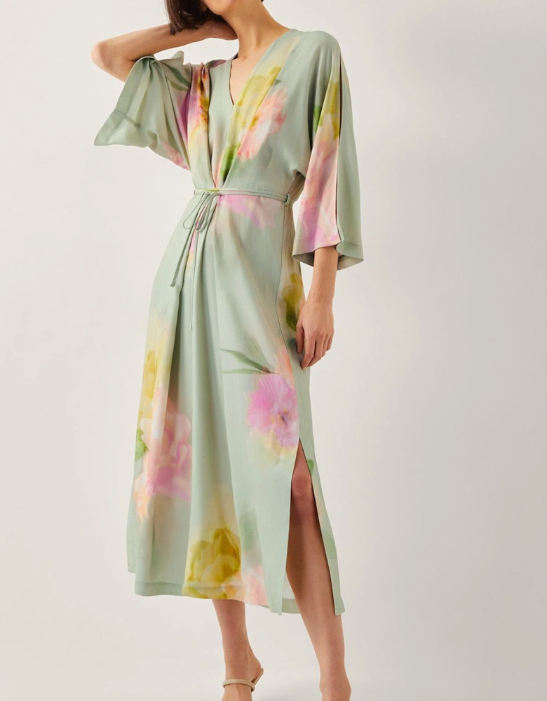 Jane Floral Print Midi Dress Green