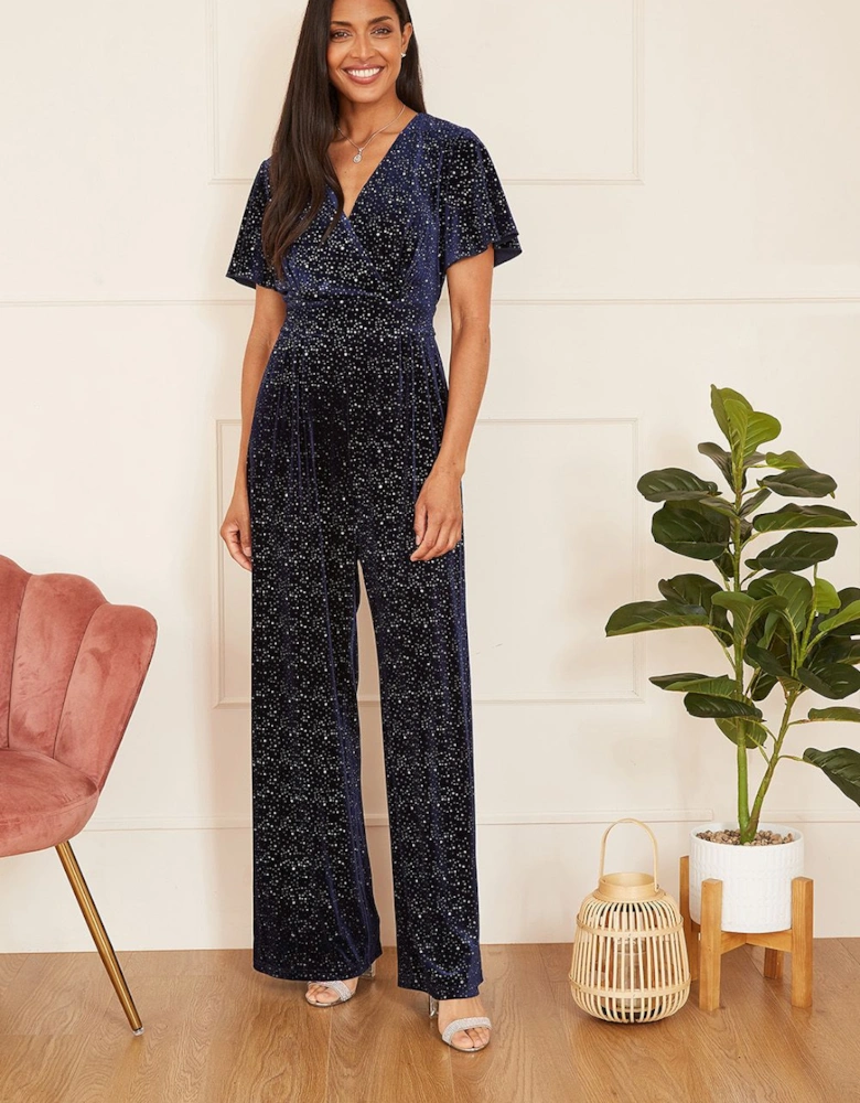 Navy Sparkle Velvet Jumpsuit