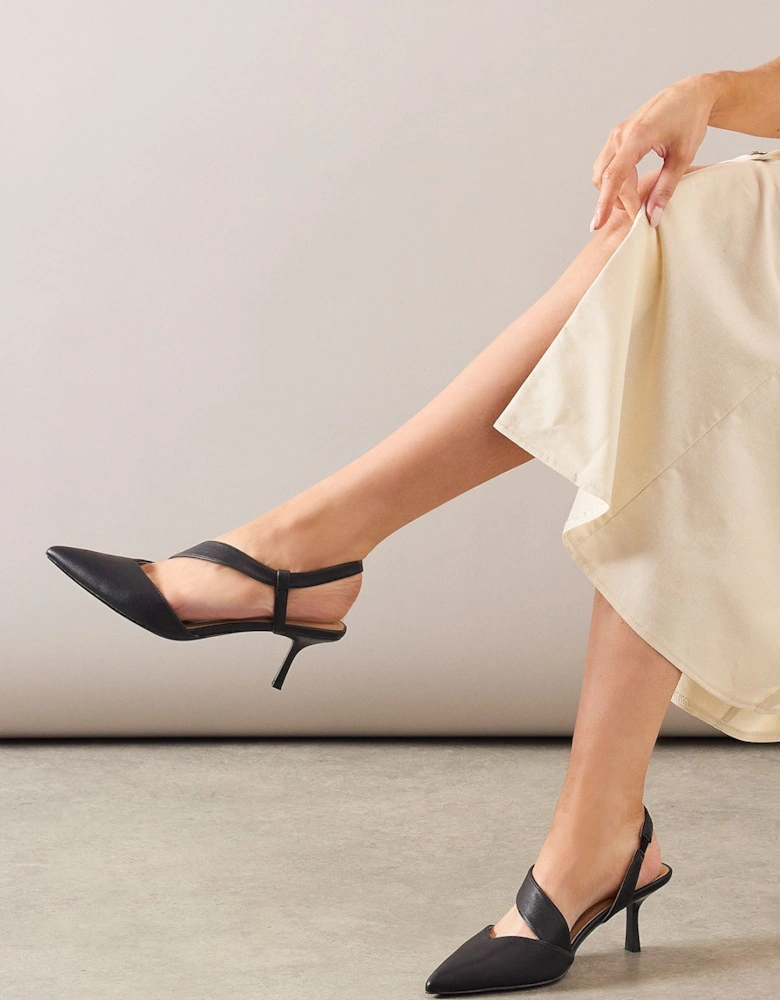 Evelyn Asymmetric Slingback Kitten Heel Court Shoes