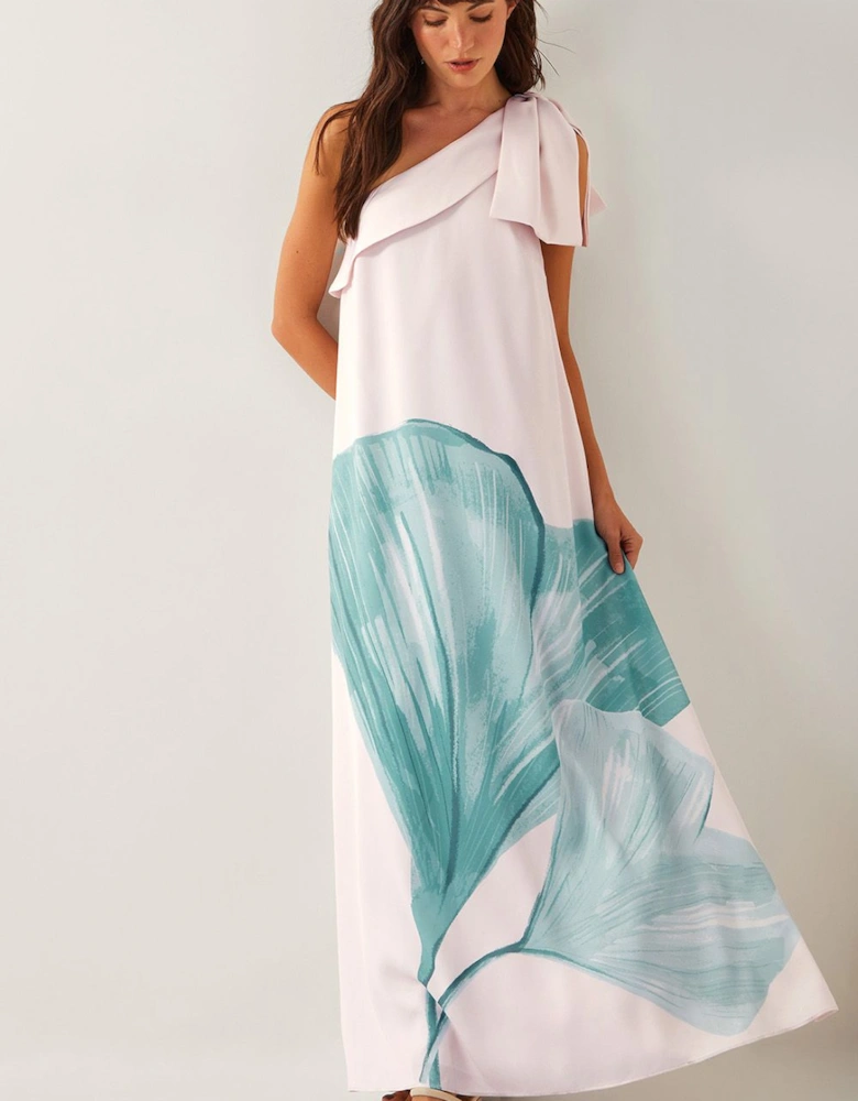 Dinah Bow One Shoulder Maxi Dress Ivory