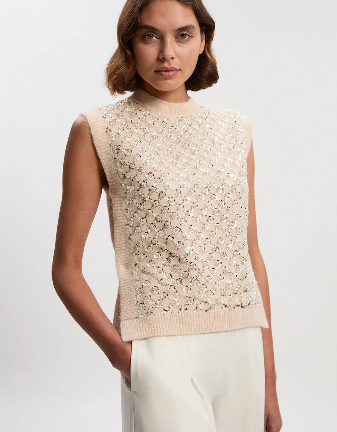 Embellished Cosy Knit Tank Top, 2 of 1