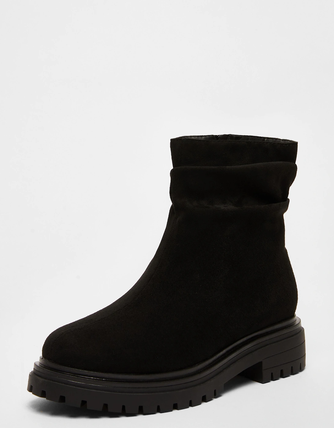Black Faux Suede Ruched Ankle Boots, 2 of 1