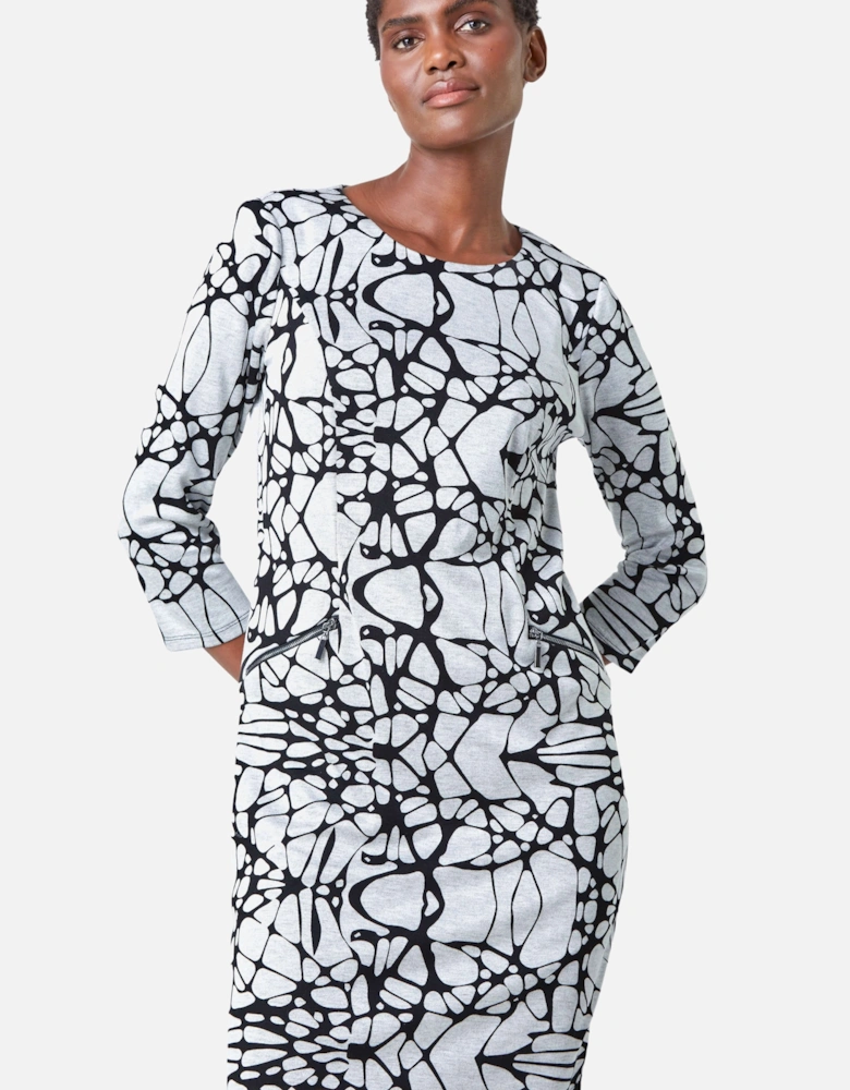 Linear Print Shift Dress