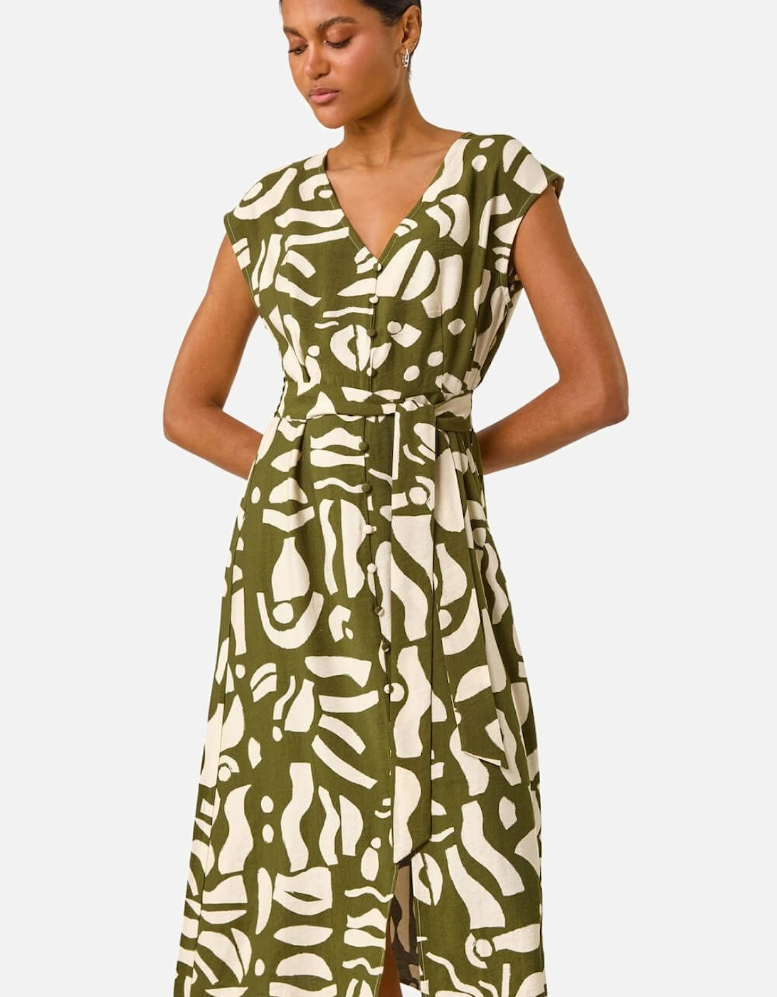 Geometric Buttoned Midi Dress, 2 of 1