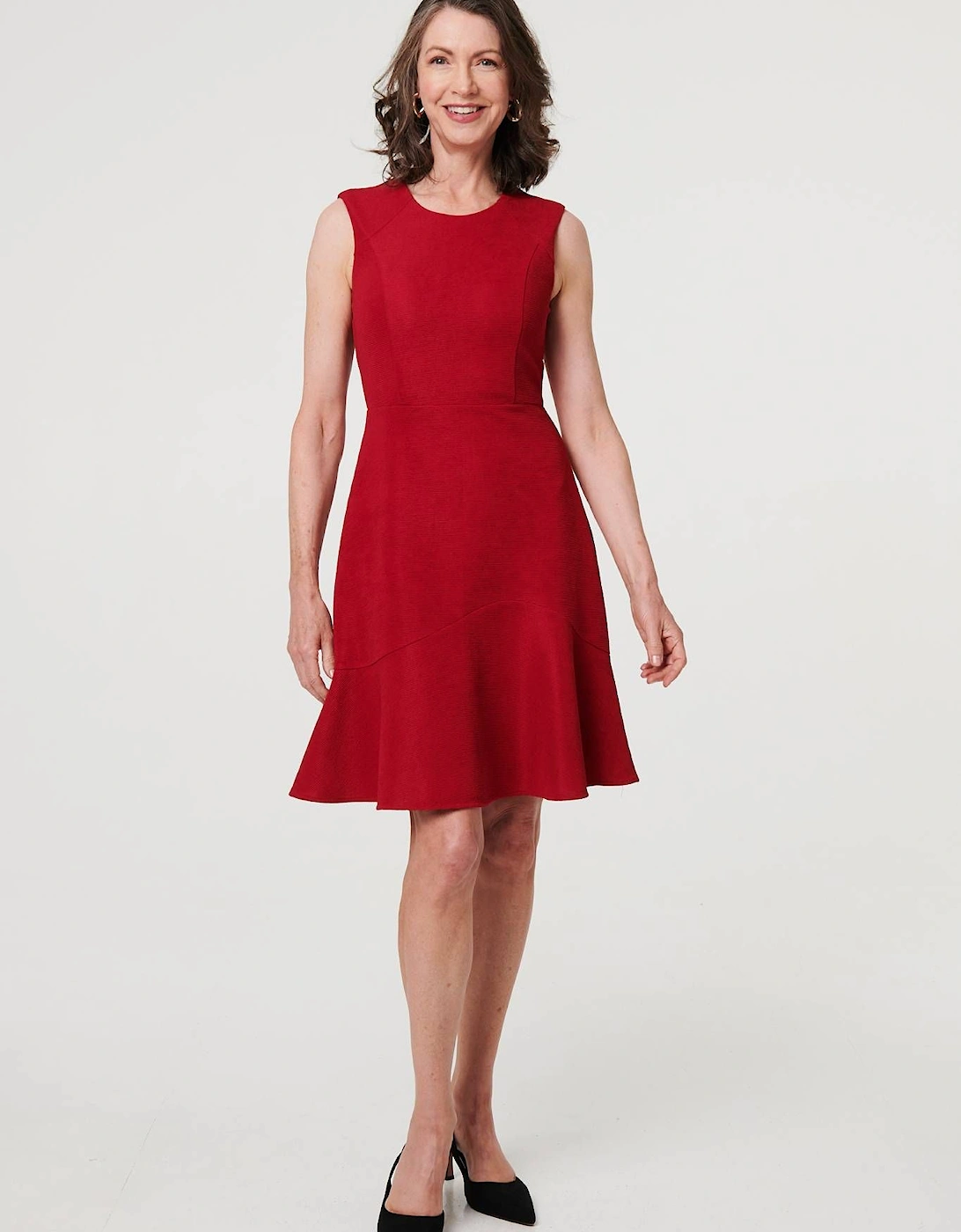 Textured Sleeveless Short Skater Dress, 2 of 1