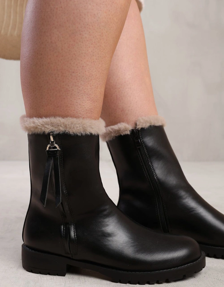 'Ice' Mid Calf Boot With Fur Trim