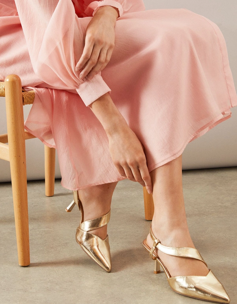 Evelyn Asymmetric Slingback Kitten Heel Court Shoes