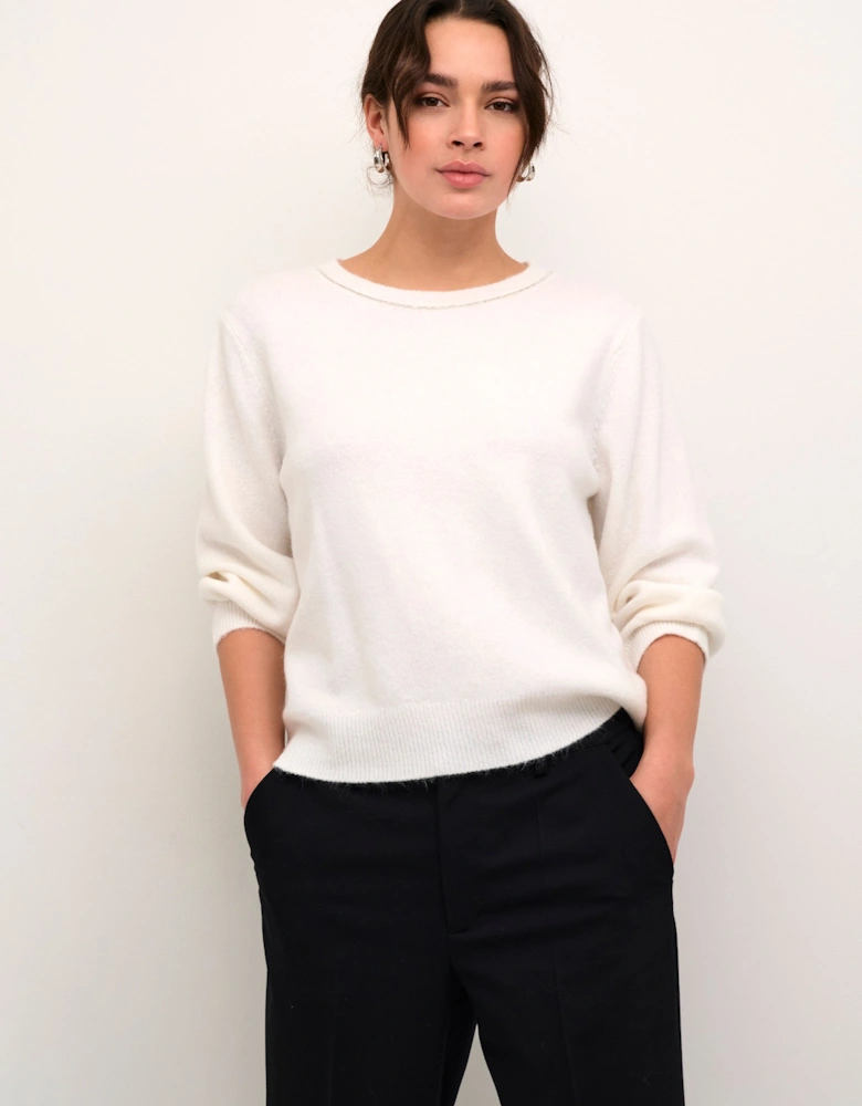 Kameridith 3/4 Sleeves Beaded Pullover Plain