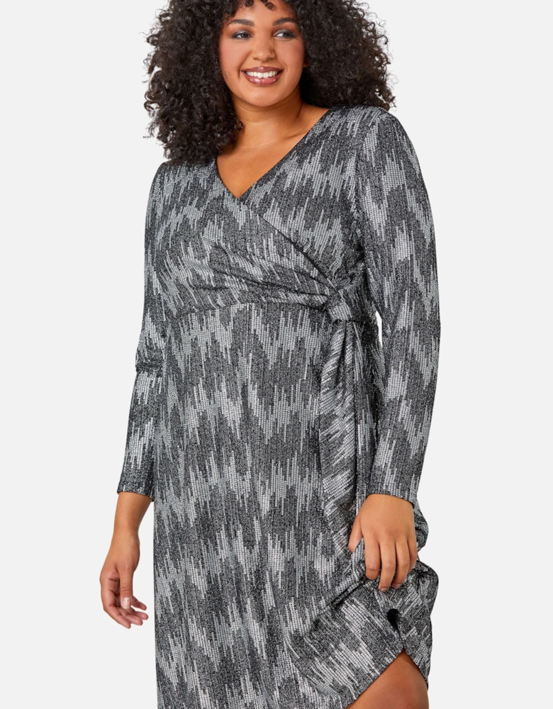 Curve Shimmer Stretch Wrap Dress