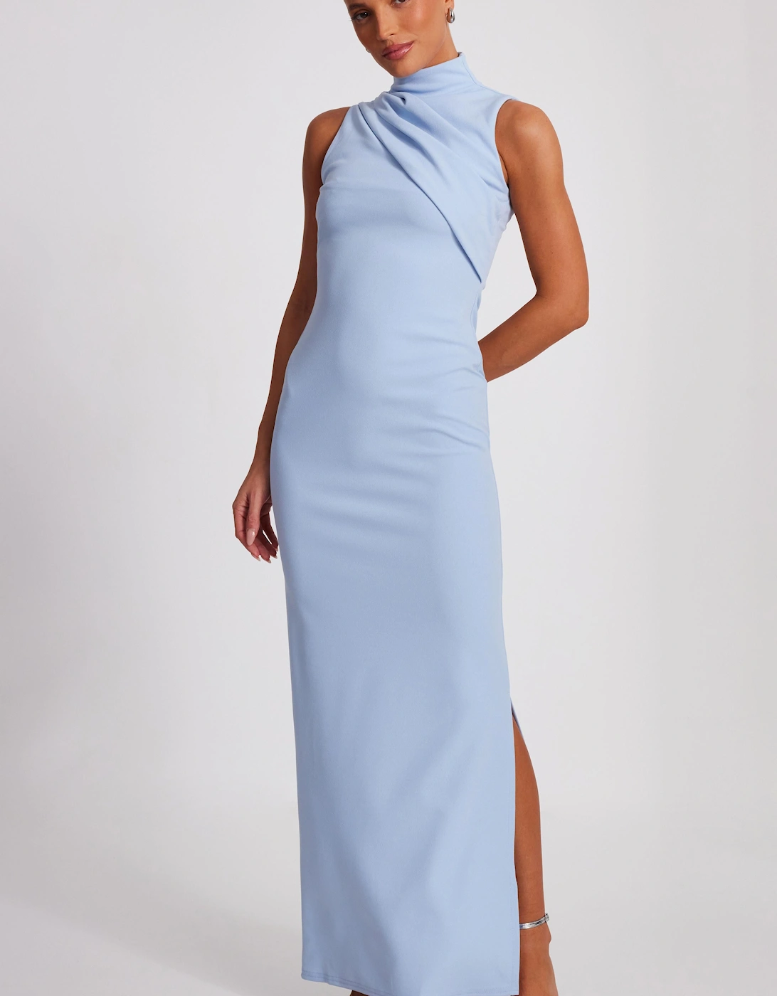 Light Blue High Neck Maxi Dress, 2 of 1