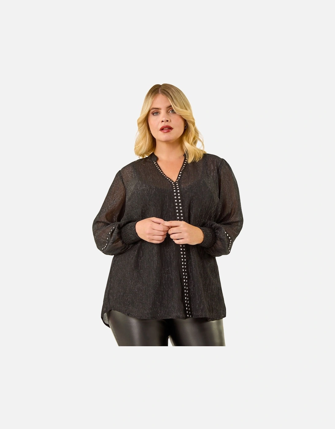 Curve Shimmer Chiffon Blouse, 2 of 1
