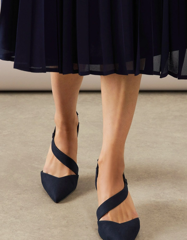 Evelyn Asymmetric Slingback Kitten Heel Court Shoes