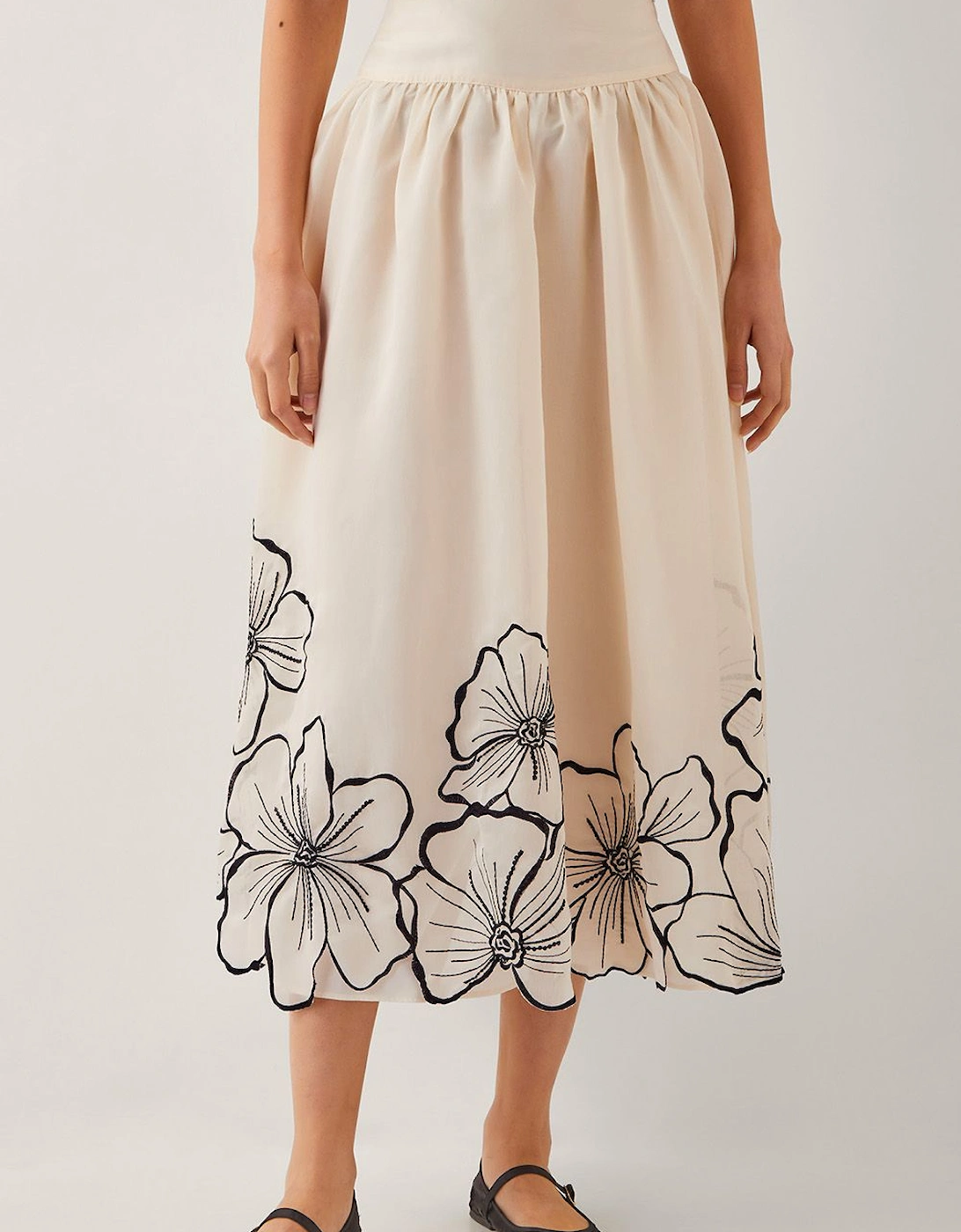Bridget Embroidered Midi Skirt Ivory, 2 of 1