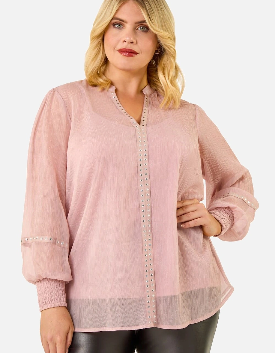 Curve Shimmer Chiffon Blouse, 2 of 1