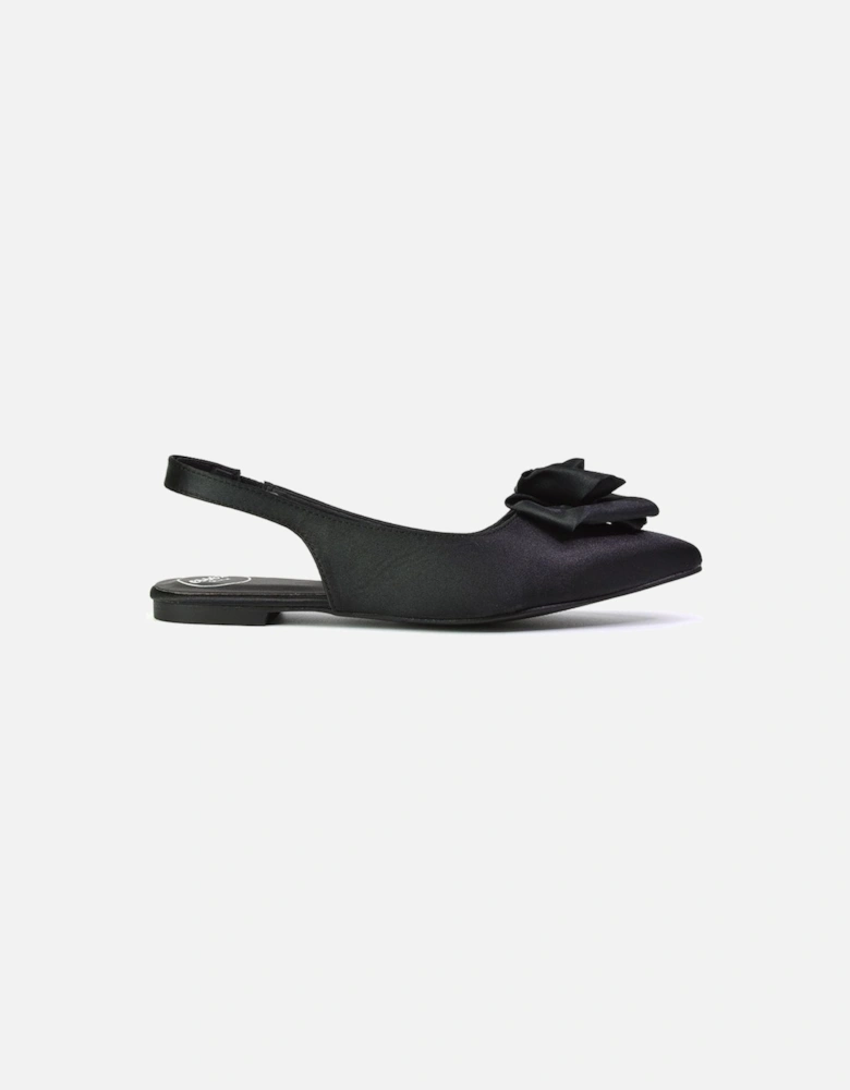 'Zooey' Rose Pointed Toe Sling Back Flat Ballerina Pump Shoes